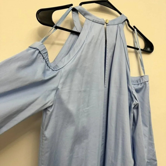 Ted Baker Jettas Embroidered Cold Shoulder Dress Baby Blue Size 1 - Picture 7 of 16